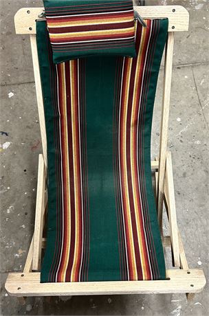 Pair of Folding Beach Chairs | Striped Fabric