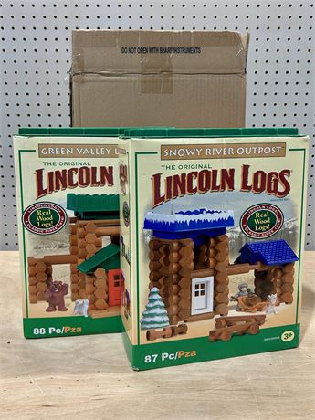 Lincoln Logs Lot: 2 Original Building Sets Plus Extras