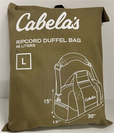 Cabela’s ripcord duffel bag 15”T X 13”W X 30”L