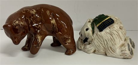 Two small bear statues