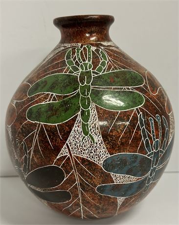 Beautiful ceramic dragonfly vase about 9 inches tall