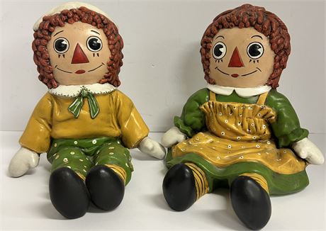 Ceramic raggedy Ann and Andy dolls