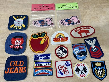 Vintage Patch Collection: Mickey Mouse, Porky Pig, Yellowstone Park, etc.