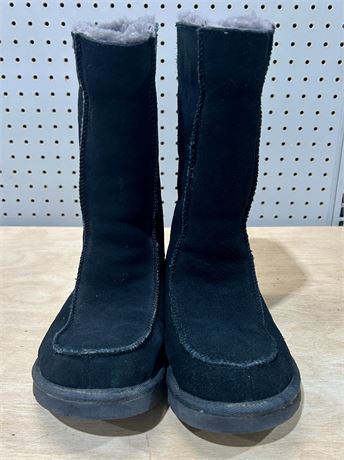 Ugg “Downtown” Black Suede Shearling Lined Boots Women’s size 8