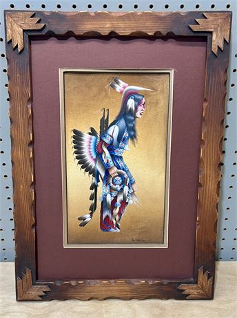 Traditional Native American Dancer Original Painting by Artist Joe Broken Rope