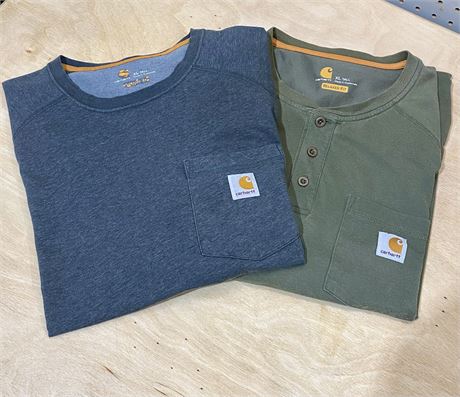 Carhartt Pocket Workwear T-Shirts Lot of 2 Blue and Green Men’s size XL