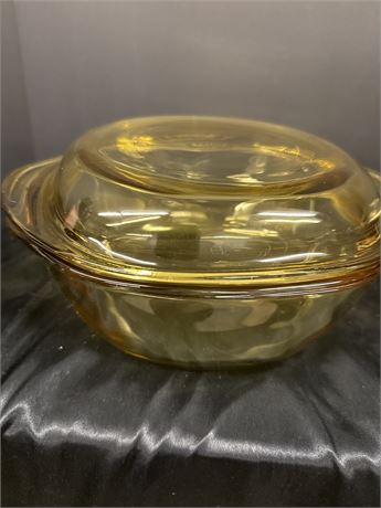 Vintage Mexico Amber Glass Casserole Baking Dish with Lid