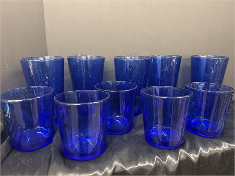 Rare Libbey Flare Cobalt Blue Extra-Thick Old Fashioned Glasses Vintage