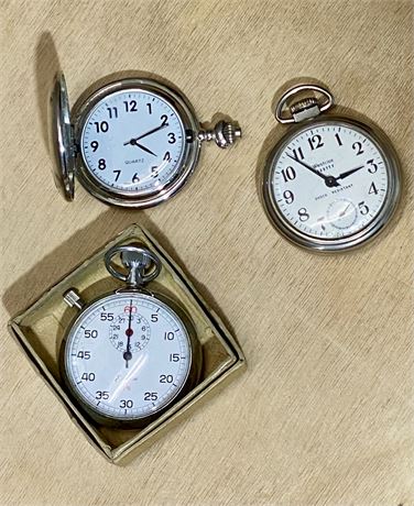 Vintage Pocket/Stop Watches Lot of 3