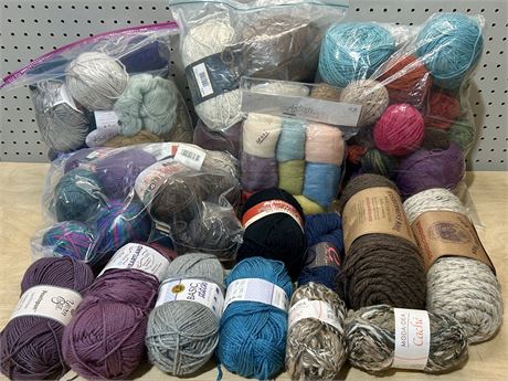 Knitting Yarn Lot: Assorted Brands, Materials, Colors, etc. 30+ Pieces