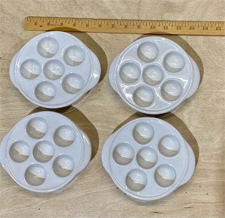 Escargot Porcelain Baking Dishes/Plates Set of 4