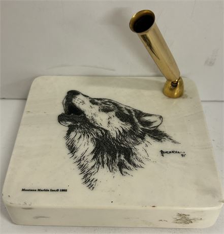 Wolf Marble pen holder