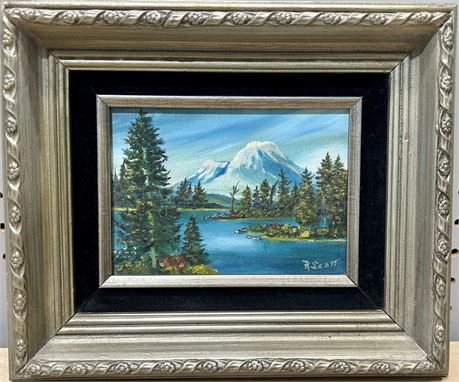 Mount Rainier Painting by B. Scott Framed Wall Art