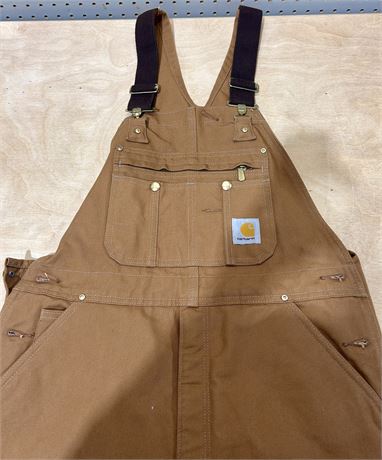 Carhartt Bib Overalls Cold Weather Workwear Tan/Brown size 36x30”