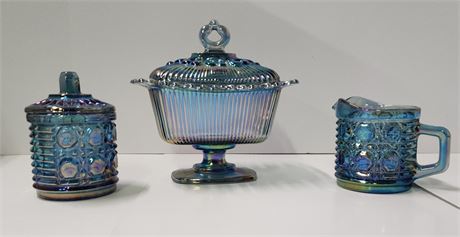 💙Vintage Carnival Glass Trio