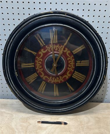 Black, Red, and Gold Wood Wall Clock