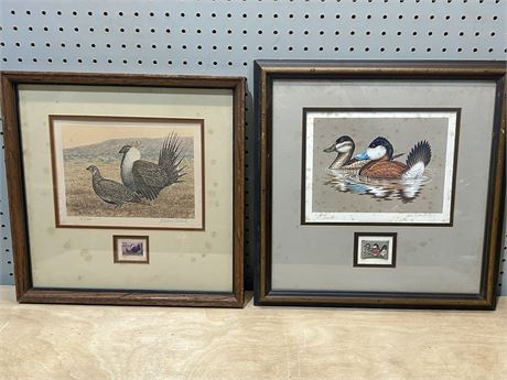 Original Stamp Design Painting Artist Signed Wall Art Lot of 3