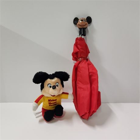 Vintage Micky Mouse Umbrella + Stuffie