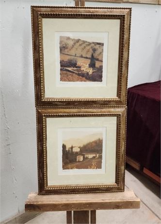 Framed Italian Landscape Pair by Mehlin - 15x15