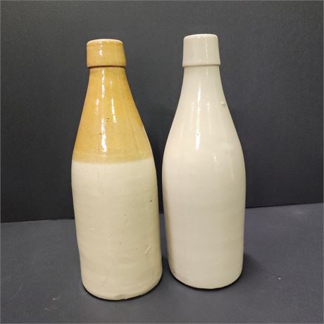 Antique Stoneware Bottle Pair