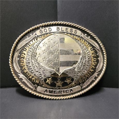 "God Bless America" Montana Silversmiths Belt Buckle