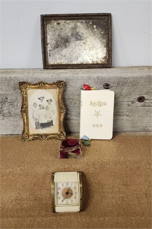 Antique Bible, Antique Mirror, Antique Photo/Frame, Antique Small Clock