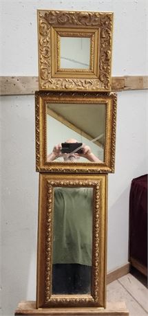 Vintage Framed Mirrors Trio - 11x22 and 13x12