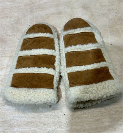 Suede Leather Sherpa-Lined Mittens Vintage