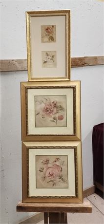 Cheri Blue Framed Rose Print Trio - 15x15