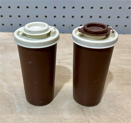 Tupperware Brown and Almond Salt and Pepper Shakers Vintage