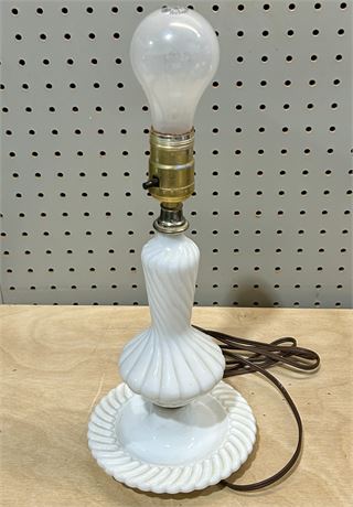 Vintage Swirl Milk Glass Table Lamp