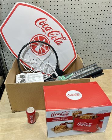 Coca Cola Lot: Basketball Backboard and Hoop, Nostalgia Toaster, Bottle Opener