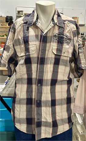 Harley Davidson Button-Down Collared T-Shirt Plaid Men’s size XL