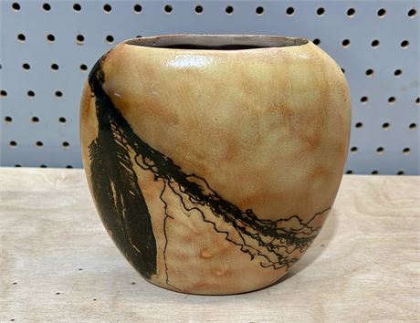 Decorative Pottery Feather Vase Artist Signed