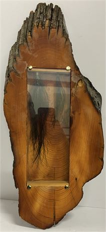 Beautiful wood slab wall art about 23 inches long and about 9 inches wide