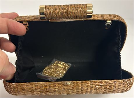 Straw Weaving Clutch Bag With chain