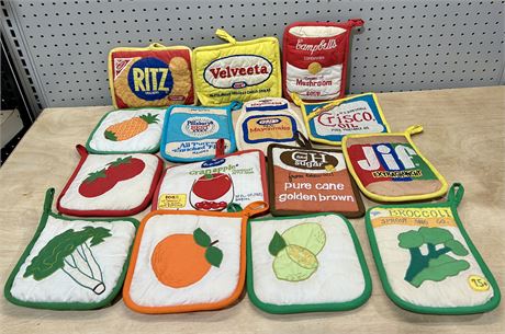 Vintage Food Brand Packaging Potholders Lot of 15