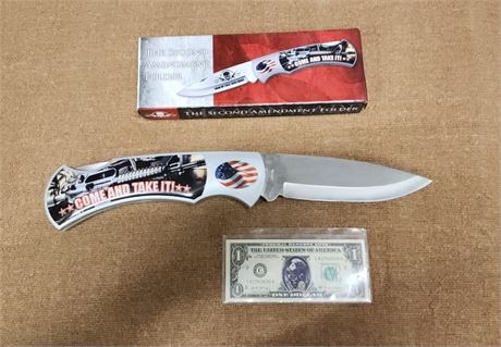 New Large 2nd Amendment Folding Knife