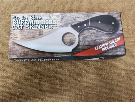 New Buffalo Horn Skinner Knife w/ Sheath