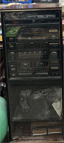 Vintage record/radio/tape player with two speakers