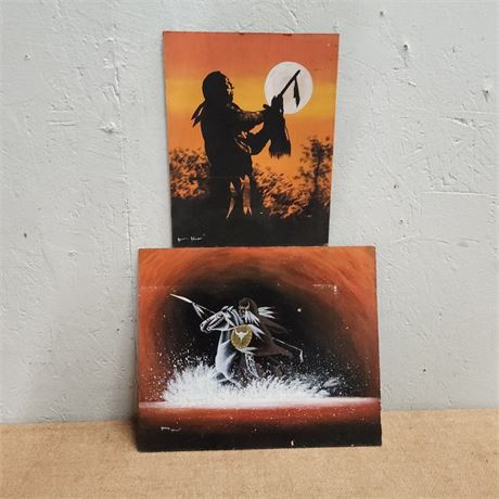 Original NA Medicine Man & Warrior Paintings - 12x10