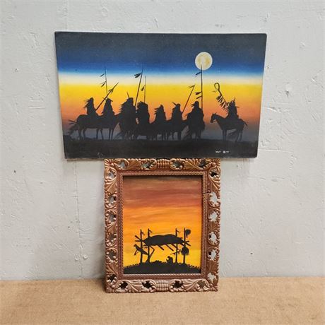 Original NA Silhouette  Paintings by Wolf - 16x10