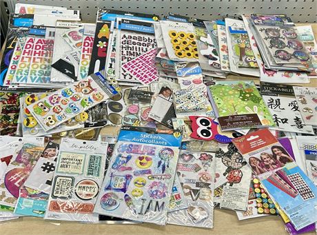 Scrapbooking/Craft Stickers Lot of Hundreds: Various Brands, Designs, and Themes