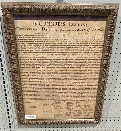 Declaration of Independence Reproduction Framed Wall Decor