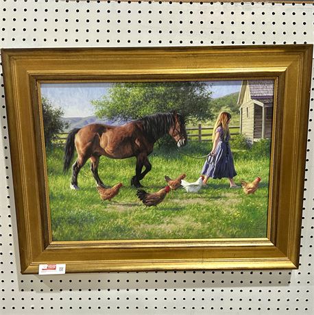 “Off to the Barn” Painting by Robert Duncan Framed Wall Art