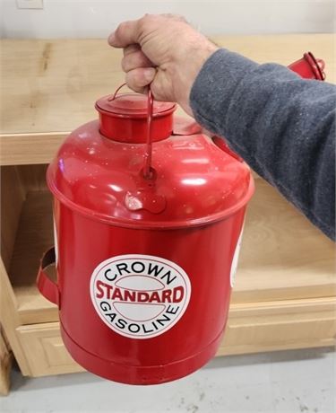 Vintage Crown Standard Indiana Gas  Can w/ Hanger - Red