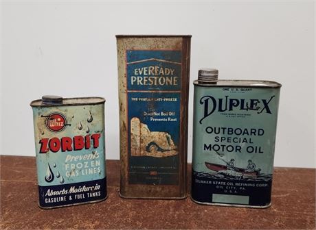 Vintage Auto Can Fluid Can Trio (empty)