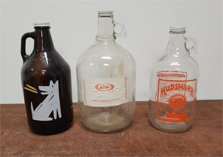 Vintage Glass Jug & Growler Trio