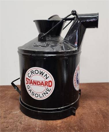 Vintage Crown Standard Indiana Gas  Can w/ Hanger - Black