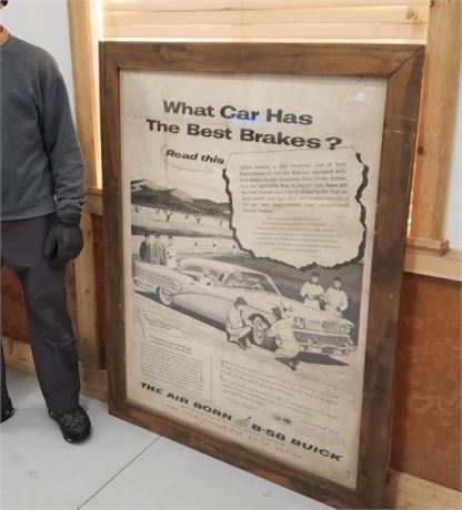 Large Vintage Buick Brake Framed Ad Poster - 45"x58"